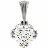 28984 / Continuum Sterling Silver / 6X Mm / Round Triple Prong Basket Pendant