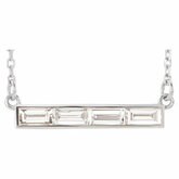 86361 / Necklace Center / Unset / Sterling Silver / 17X3 Mm / Semi-Polished / Straight Baguette Bar Necklace Center