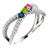 Accented Criss-Cross Family Ring