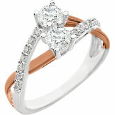 Accented Two-Stone Engagement Ring or Band