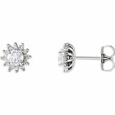 Charles & Colvard Moissanite® & Diamond Accented Halo-Style Earrings