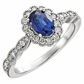 Chatham® Created Blue Sapphire & Diamond Halo-Style Ring alebo neosadený