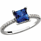 ChathamÂ® Created Sapphire & Diamond Prsteň alebo polo-osadený