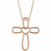 Cross with Heart Necklace or Pendant