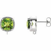 Cushion 4-Prong Halo-Style Earring Top with Ring