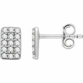 Diamond Rectangle Cluster Earrings