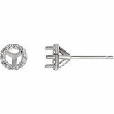 Diamond Semi-Mount 3-krapne Halo-Styled Earrings alebo neosadený