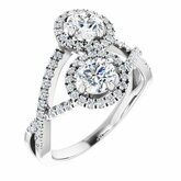 Diamond Semi-mount 2-Stone Engagement Ring alebo Band