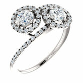 Diamond Semi-mount 2-Stone Engagement Ring alebo Band