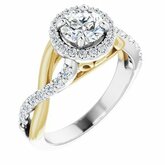 Diamond Semi-mount Criss-Cross Halo-Style Engagement Ring alebo Band