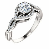 Diamond Semi-mount Twisted Halo-Style Engagement Ring alebo Band