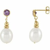 Freshwater Cultured Pearl & Gemstone Earrings