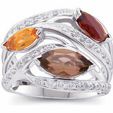 Genuine Multicolor Gemstone & Diamond Ring