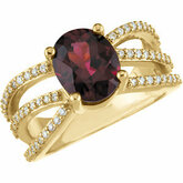 Genuine Rhodolite Garnet & Diamond Ring