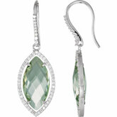 Green Quartz & Diamantové Náušnice alebo neosadený