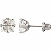Inverness Square Faceted Cubic Zirconia Piercing Earrings