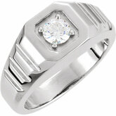Men's Grooved Shoulder Solitaire Ring Mounting