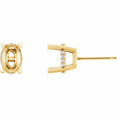 Oval 4-Prong Accented Basket Earrings