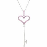 Pink Sapphire Heart Key Pendant alebonáhrdelník