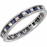 Sapphire & Diamond Hand Engraved Eternity Band