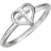 Solitaire Cross with Heart Ring