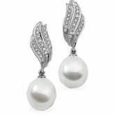 South Sea Cultured Pearl & Diamantové Náušnice alebo polo-osadený