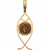 St. Peter's Fish Pendant with Widow's Mite Coin