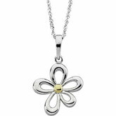 Two Tone Flower Pendant on a45cm (18inch) Sparkle Singapore Chain