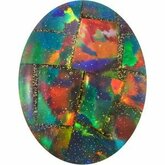 Oval Lab Created Mosaic Opal