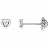 Youth Heart CZ Earrings with Safety Backs & Gift Box