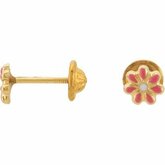 Youth Flower Earrings with Safety Backs & Gift Box