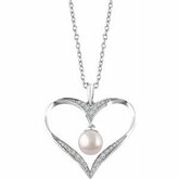 Accented Heart Pearl Necklace