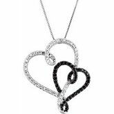 1/2CT spolu Black & White Diamond Hearts45cm (18inch)náhrdelník