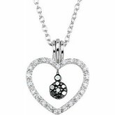 1/6CT spolu Black & White Diamond Heart45cm (18inch)náhrdelník