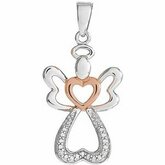 Diamond Angel Pendant with Rose Gold Vermeil