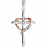 Diamond Heart Cross Pendant