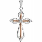Diamond Cross Pendant with Rose Gold Plating