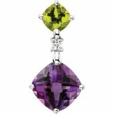 Genuine Multicolor Gemstone & Diamond Pendant