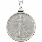 Sterling Silver Walking Liberty 1/2 Dollar Coin Set Into a Sterling Silver Coin Frame