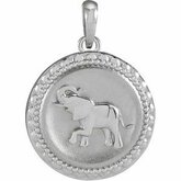 Beaded Elephant Disc Necklace or Pendant