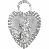 St. Christopher Heart Medal Necklace or Charm/Pendant