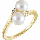 Akoya Cultured Pearl & Diamond Bypass Ring