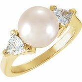 Akoya Cultured Pearl & Diamond Ring