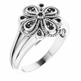 Black Spinel Kvetinový Design Ring