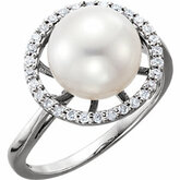 Freshwater Cultured Pearl & Diamond Ring