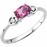 Genuine Pink Tourmaline & Diamond Ring