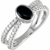 Accented Cabochon Split Shank Ring