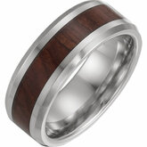 Cobalt Beveled Edge Comfort Fit Band with Wood Inlay