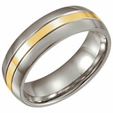 Stainless Steel 6.3mm Domed Band with 14Kt žlté Inlay