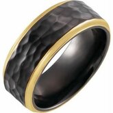 T52268 / Čierny titán / 18K Yellow Gold Pvd / 9 / 8 Mm / Vyleštený / Band With 18K Yellow Gold Pvd And Hammered Finish